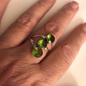 Peridot Stamped 925 Sterling Silver Ring